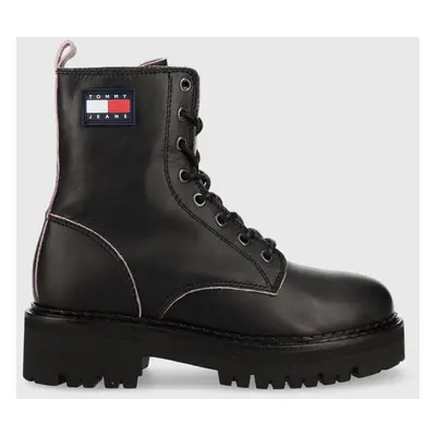 Farmářky Tommy Jeans Urban Tommy Jeans Piping Boot dámské, černá barva, na platformě