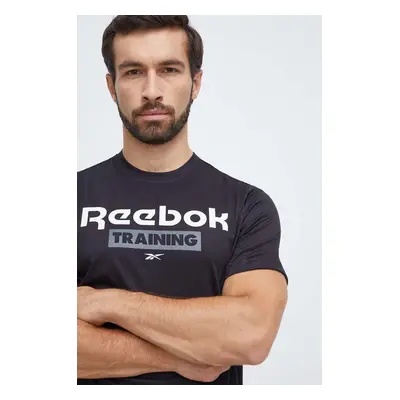 Tréninkové tričko Reebok černá barva, s potiskem