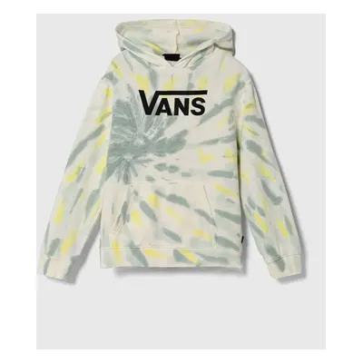 Dětská mikina Vans SPIRAL TIE DYE HOODIE zelená barva, s kapucí, vzorovaná