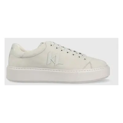 Kožené sneakers boty Karl Lagerfeld MAXI KUP šedá barva, KL52217