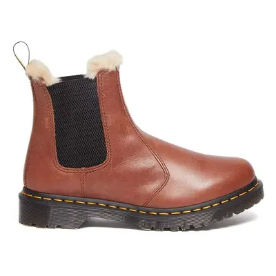 Kožené kotníkové boty Dr. Martens 2976 Leonore dámské, hnědá barva, na plochém podpatku, zateple