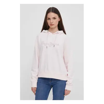 Mikina Pepe Jeans LANA HOODIE dámská, růžová barva, s kapucí, s potiskem, PL581440