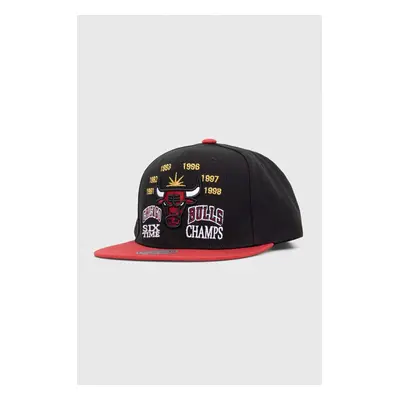 Kšiltovka Mitchell&Ness x Chicago Bulls černá barva, s aplikací