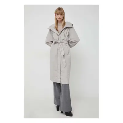 Bunda Trussardi dámská, béžová barva, přechodná, oversize