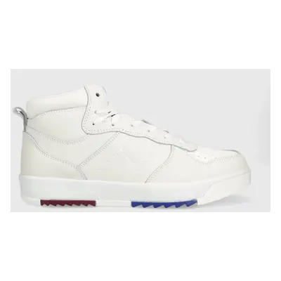 Kožené sneakers boty Tommy Jeans Leather Basket Midcut bílá barva