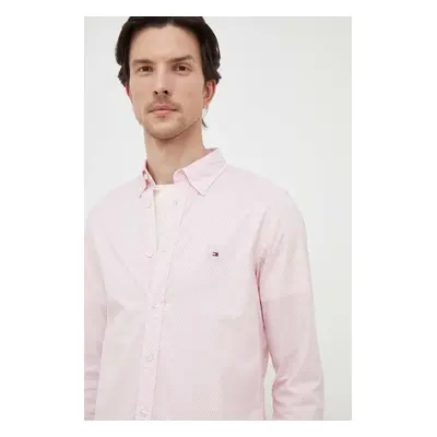 Košile Tommy Hilfiger červená barva, slim, s límečkem button-down, MW0MW33762