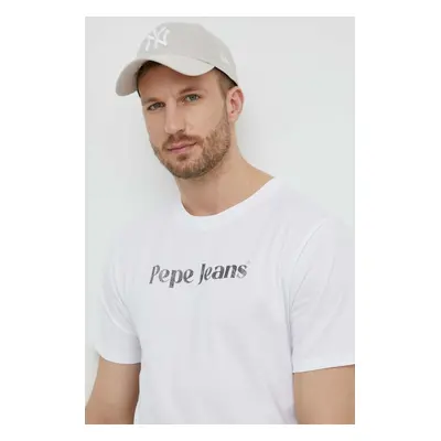 Bavlněné tričko Pepe Jeans CLIFTON bílá barva, s potiskem, PM509374