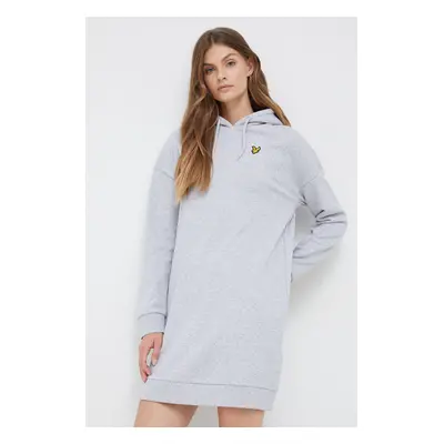 Bavlněné šaty Lyle & Scott šedá barva, mini