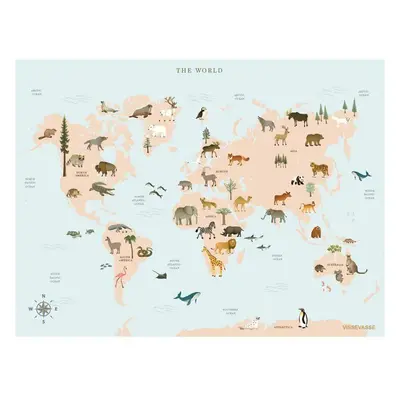 Plakát Vissevasse World Map Animal 30 x 40 cm