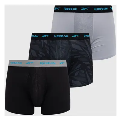 Boxerky Reebok (3-pak) pánské, černá barva