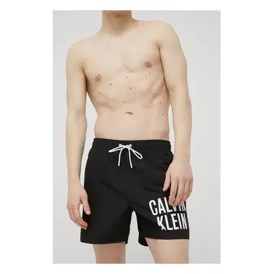 Plavkové šortky Calvin Klein černá barva, KM0KM00739