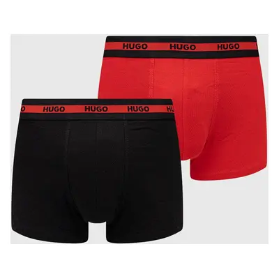 Boxerky HUGO (2-pack) pánské, červená barva, 50469775