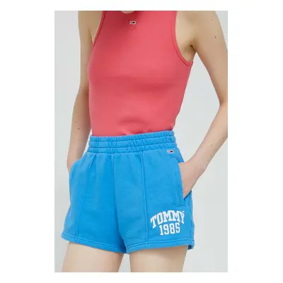 Bavlněné šortky Tommy Jeans hladké, high waist