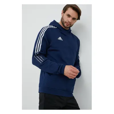 Mikina adidas Performance pánská, tmavomodrá barva, s kapucí, s potiskem