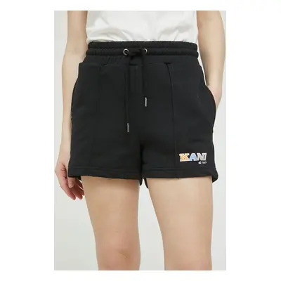 Kraťasy Karl Kani dámské, černá barva, s potiskem, high waist