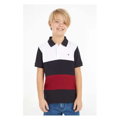 Dětská bavlněná polokošile Tommy Hilfiger tmavomodrá barva