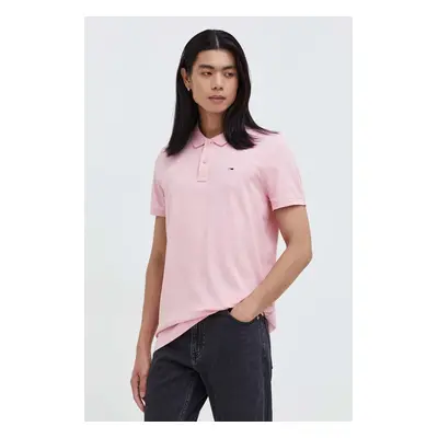 Bavlněné polo tričko Tommy Jeans růžová barva, DM0DM18312