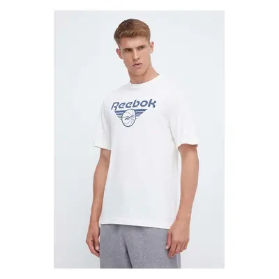 Bavlněné tričko Reebok Classic Basketball béžová barva, s potiskem