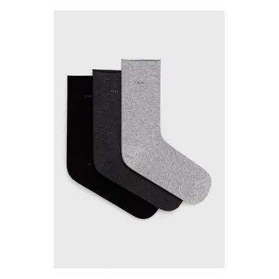 Ponožky Calvin Klein (3-pack) dámské, šedá barva, 701218770