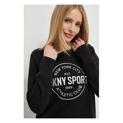 Mikina Dkny dámská, černá barva, s aplikací, DP3T9561