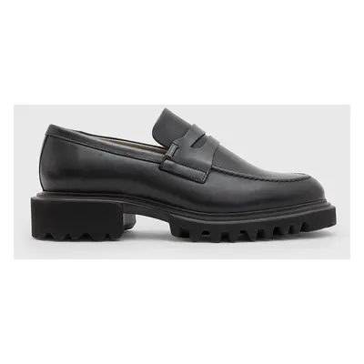 Kožené mokasíny AllSaints Lola Loafer dámské, černá barva, na platformě, WF774Z