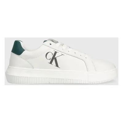 Kožené sneakers boty Calvin Klein Jeans CHUNKY CUPSOLE LACEUP LTH MIX bílá barva, YM0YM00775