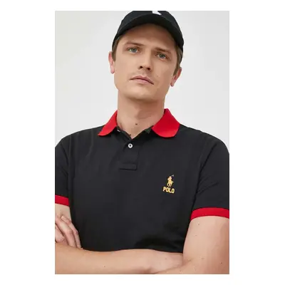 Bavlněné polo tričko Polo Ralph Lauren černá barva