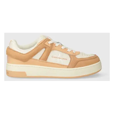 Sneakers boty Calvin Klein Jeans BASKET CUPSOLE LOW MIX ML FAD oranžová barva, YW0YW01301