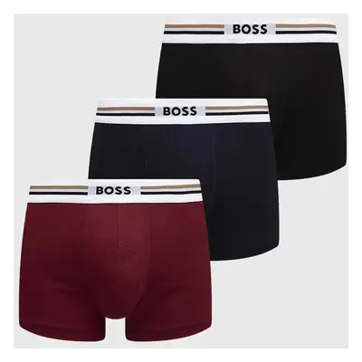 Boxerky BOSS 3-pack pánské, vínová barva, 50492200