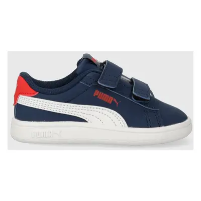 Kožené sneakers boty Puma Smash 3.0 Buck V tmavomodrá barva