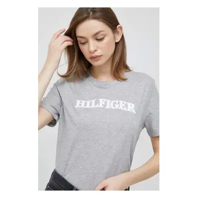 Bavlněné tričko Tommy Hilfiger šedá barva