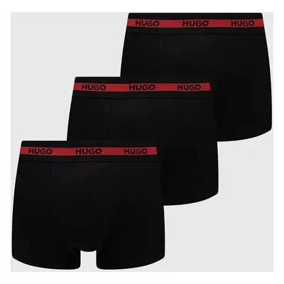 Boxerky HUGO 3-pack pánské, černá barva, 50492375