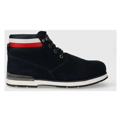 Semišové boty Tommy Hilfiger CORE HILFIGER SUEDE BOOT pánské, tmavomodrá barva, FM0FM04800