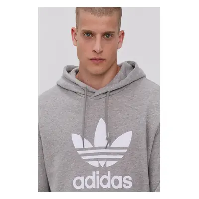 Bavlněná mikina adidas Originals H06669 pánská, šedá barva, s potiskem, H06669-MGREY/WHT