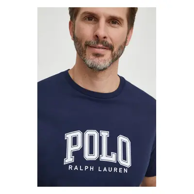 Bavlněné tričko Polo Ralph Lauren tmavomodrá barva, s potiskem, 710934714