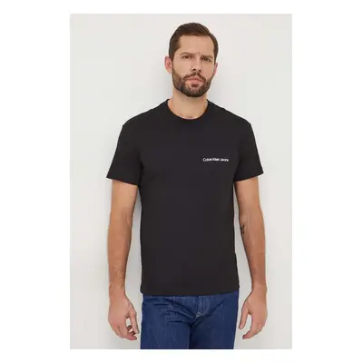 Bavlněné tričko Calvin Klein Jeans černá barva, s potiskem, J30J324671