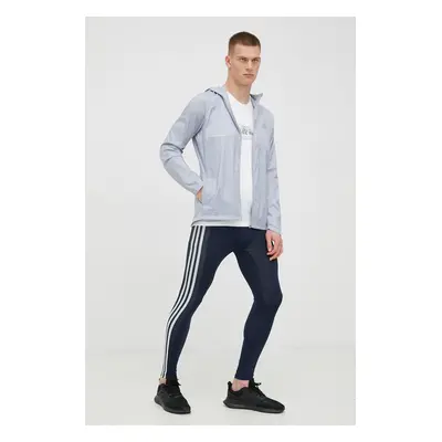 Tréninkové legíny adidas Performance 3-stripes pánské, tmavomodrá barva, s potiskem