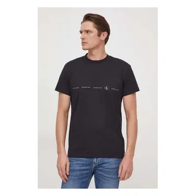 Bavlněné tričko Calvin Klein Jeans černá barva, s potiskem, J30J324668