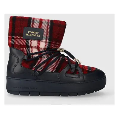 Sněhule Tommy Hilfiger TARTAN SNOWBOOT tmavomodrá barva, FW0FW07612