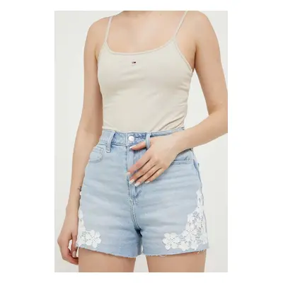 Džínové šortky Hollister Co. dámské, s aplikací, high waist