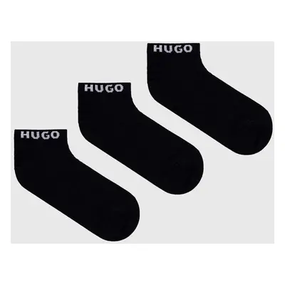 Ponožky HUGO 3-pack pánské, černá barva, 50480217