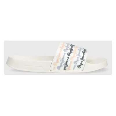 Pantofle Pepe Jeans SLIDER dámské, bílá barva, PLS70127