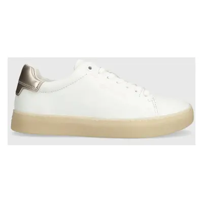 Kožené sneakers boty Calvin Klein CUPSOLE LACE UP PEARL bílá barva, HW0HW01897