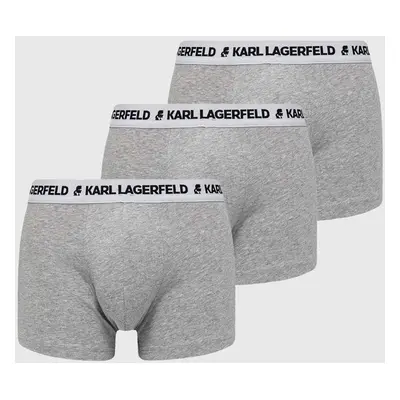 Boxerky Karl Lagerfeld 3-pack pánské, šedá barva