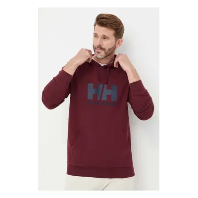 Bavlněná mikina Helly Hansen HH LOGO HOODIE pánská, tmavomodrá barva, s kapucí, s aplikací, 3397