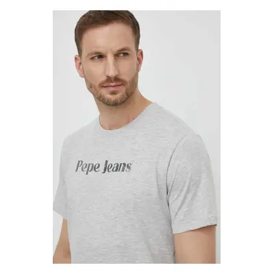 Bavlněné tričko Pepe Jeans CLIFTON šedá barva, s potiskem, PM509374