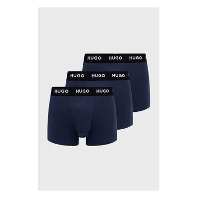 Boxerky HUGO (3-pack) pánské, tmavomodrá barva, 50469786