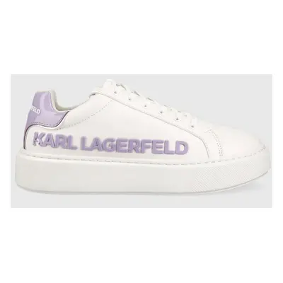 Kožené sneakers boty Karl Lagerfeld MAXI KUP bílá barva, KL62210