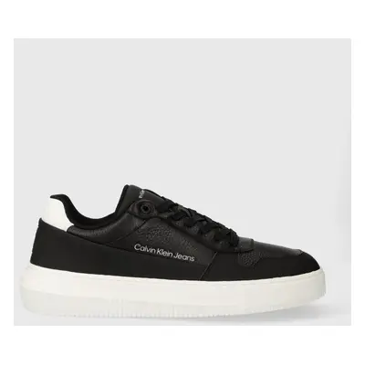 Sneakers boty Calvin Klein Jeans CHUNKY CUPSOLE LOW LTH IN SAT černá barva, YM0YM00873