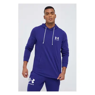 Mikina Under Armour pánská, fialová barva, s kapucí, s potiskem